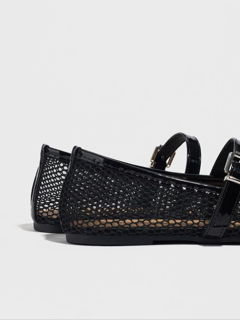 Women's Fashionable Solid Color Hollow Out Design Mary Jane Shoes, Casual Comfortable Breathable Flat Shoes for Summer, Lightweight Comfortable Shoes for Daily Wear, Girl, Mary Jane Flats