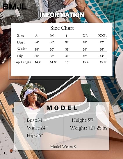 Blooming Jelly Women's High Waisted Bikini Sets Sporty Two Piece Swimsuit Color Block Cheeky High Cut Bathing Suits Swimming Beach Activewear