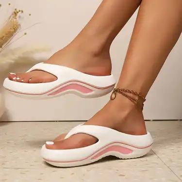 Platform Flip Flops for Women, Arch Support Cushion Thong Sandals, Thick Sole Pillow Slippers, Non-Slip Summer Beach Shoes