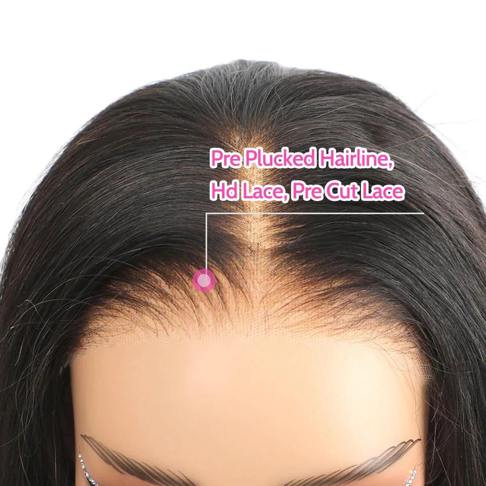 Bling Hair Glueless Wig 9x6 7x5 6x4 Real Human Hair Wigs 150% Density Bone Straight Wig HD Transparent Pre Cut Lace Closure Wig Easy To Go No Glue Need Natural Color SpringStatements