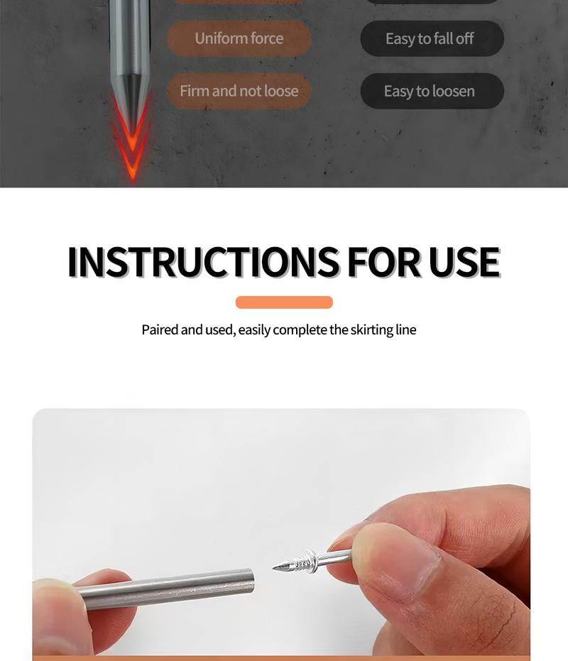 SOPAMI 200 Count Non-Marking Double-Headed Skirting Nails Sturdy Damage-Free Wall Installation Kit for Easy Application Functional Mounting Nails for Baseboards Wall Panels Furniture Cover Plates No Drilling Required