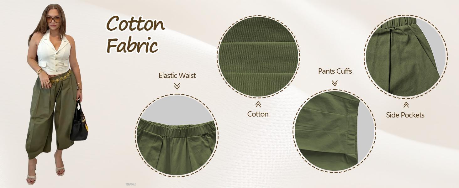 Women's Minimalist Basic Baggy Cotton Lantern Pants - Breathable Soft Comfortable Fabric, Elastic Waistband, Pockets, Casual Summer Women's Clothes Bottoms, Machine Washable Clothes, Women's Fashion Women's Minimalist Basic Baggy Cotton Lantern Pants - Breathable Soft Comfortable Fabric, Elastic Waistband, Pockets, Casual Summer Women's Clothes Bottoms, Machine Washable Clothes, Women's Fashion
