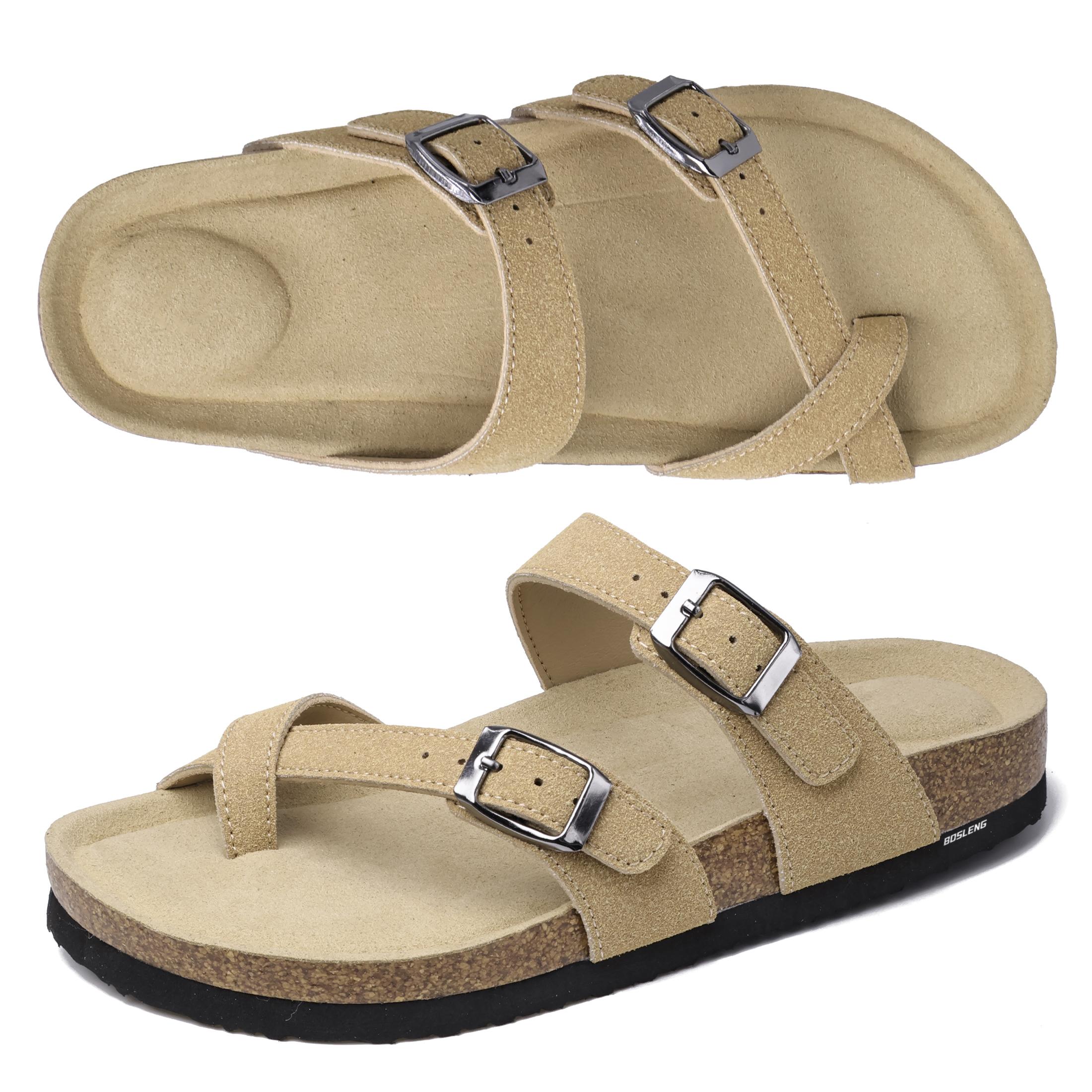 Women's Flip-Flop Slippers On Beach Slide Slipper Cork With Adjustable Metal Buckle Strap Footbed Sandals Slip Shoes Springfresh