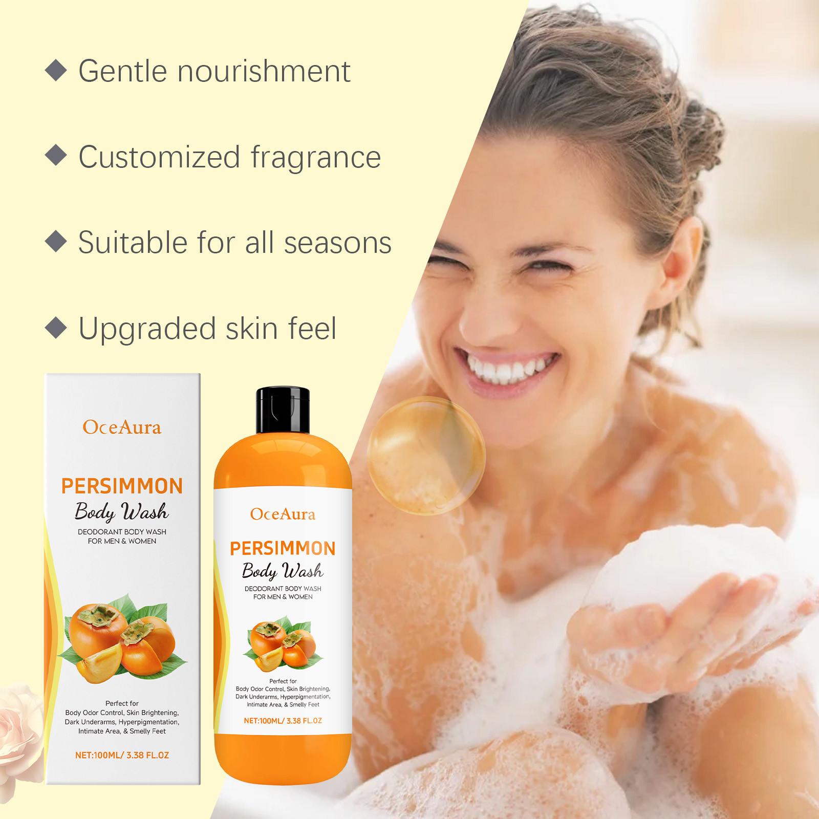Persimmon Body Wash, Gentle Moisturizing Cleanser, Smooths and Nourishes Skin, Plant Extracts, Liquid Form, Single Item