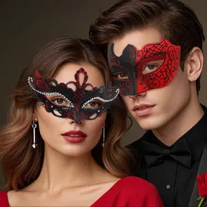 2pcs Couple Masks for Men & Women, Vintage Greek Roman Mask Design, Perfect for Halloween Costume Parties, Venetian Style Party Supplies