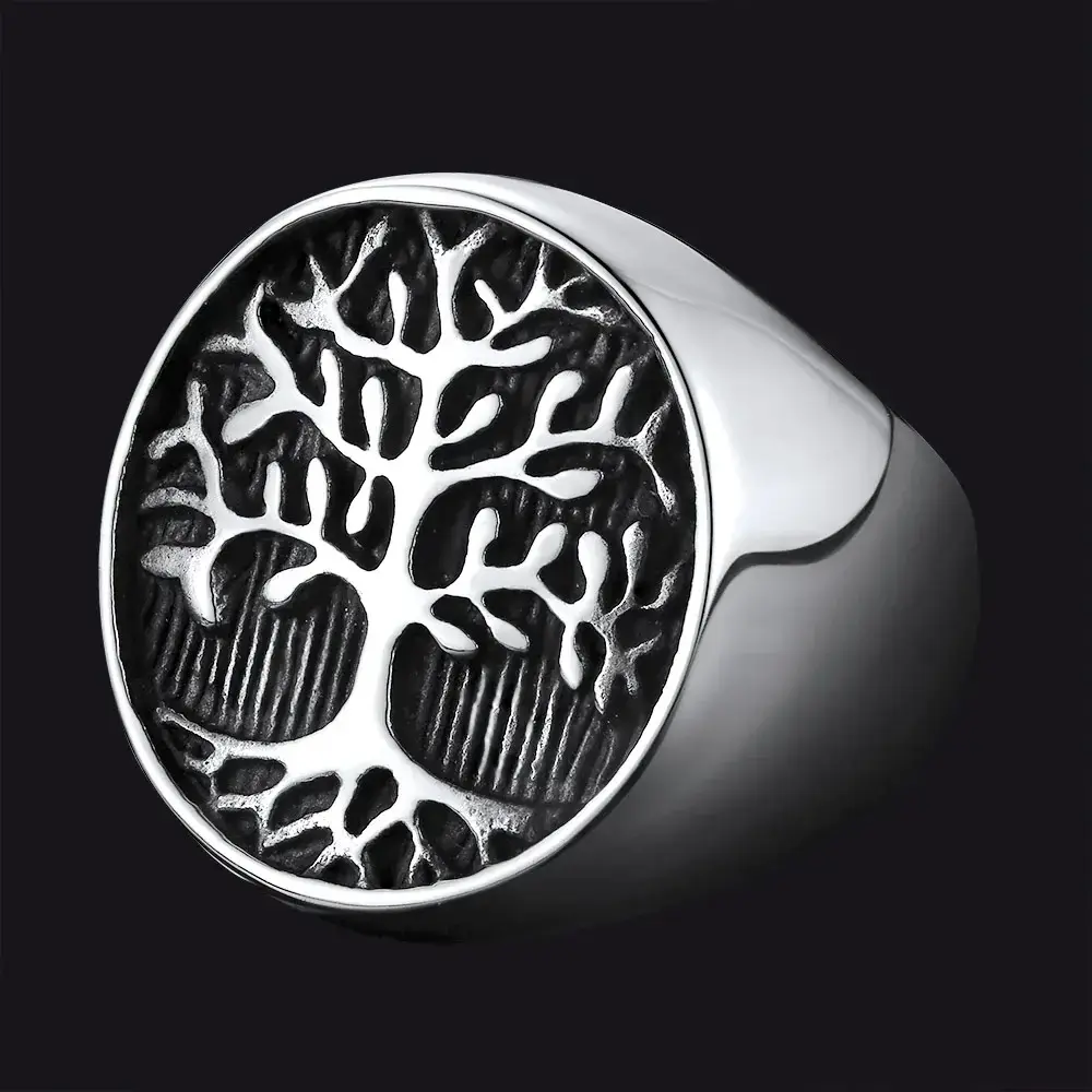 Vintage Tree of Life Signet Ring Stainless steel for Men/Women