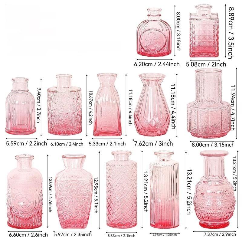 12pcs💐Glass Bud Vase Set As Wedding Centerpieces for Tables,Small Minimalist Vases for Flowers, Vintage Rustic Home Decor for Table Centerpiece Wedding Party, Birthday Party,Anniversary,Modern Clear Aromatherapy Bottle for Living Room Bedroom