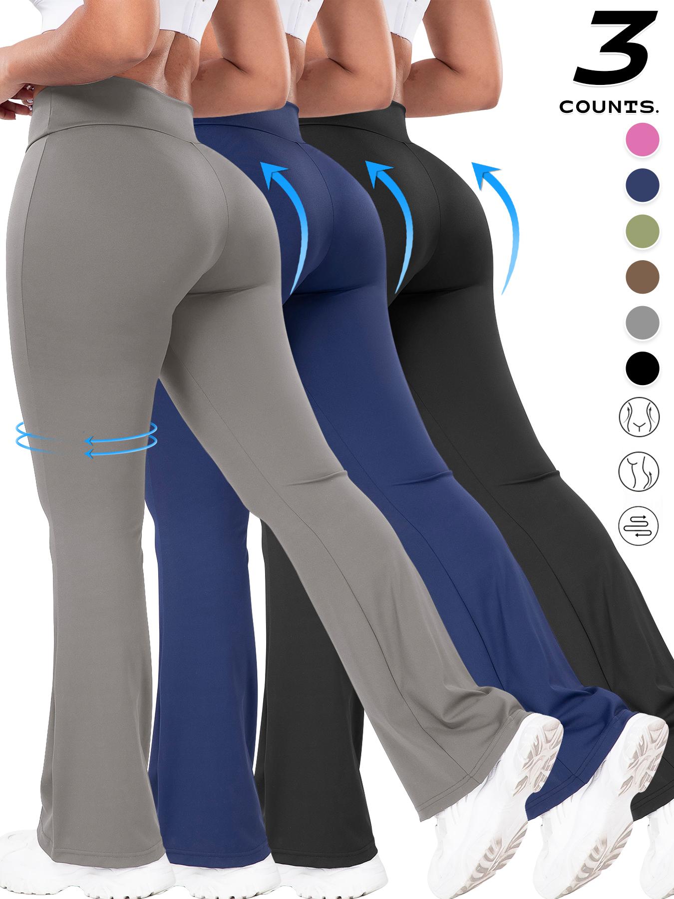 3pcs Women's Cross Waist Elastic Running Pants, Long Wide Leg Sportswear, Comfortable Fashion Design, 3 Pack Sports Trousers, Athleisure Style Pants