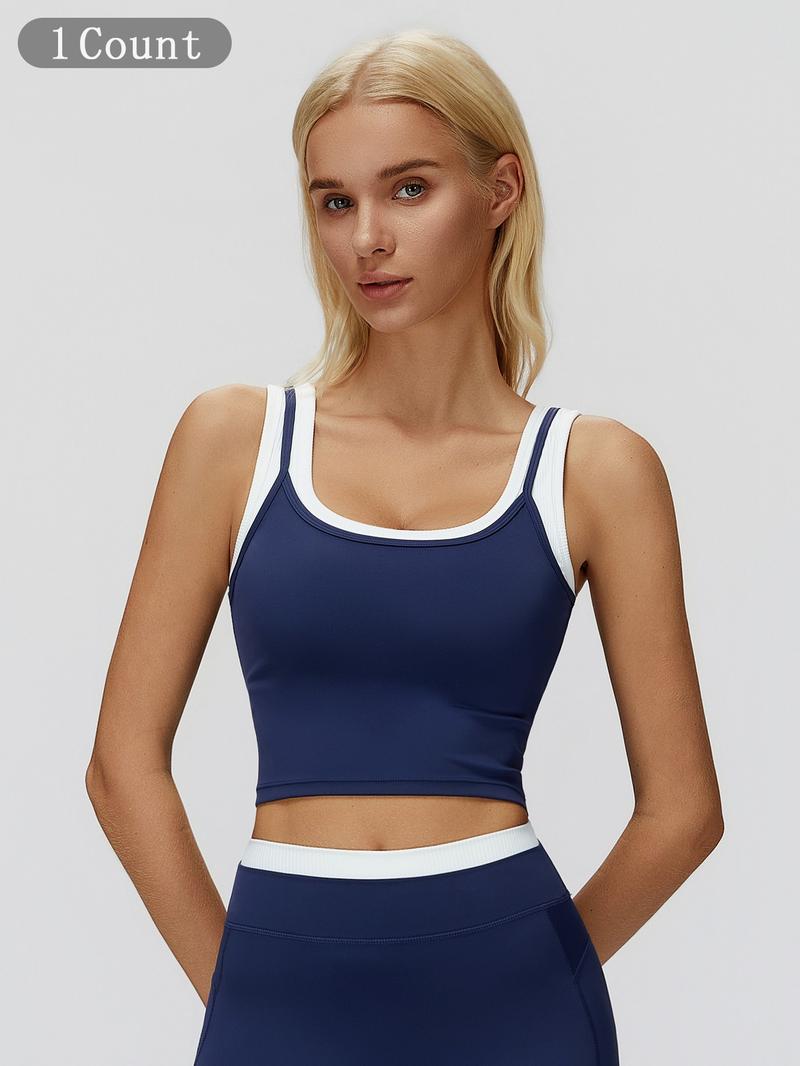 New Cross-Border Two-Piece Separated Vest Colorblock Nude Feel Fashion Casual Top Running Sports Bra, Stylish and Comfortable