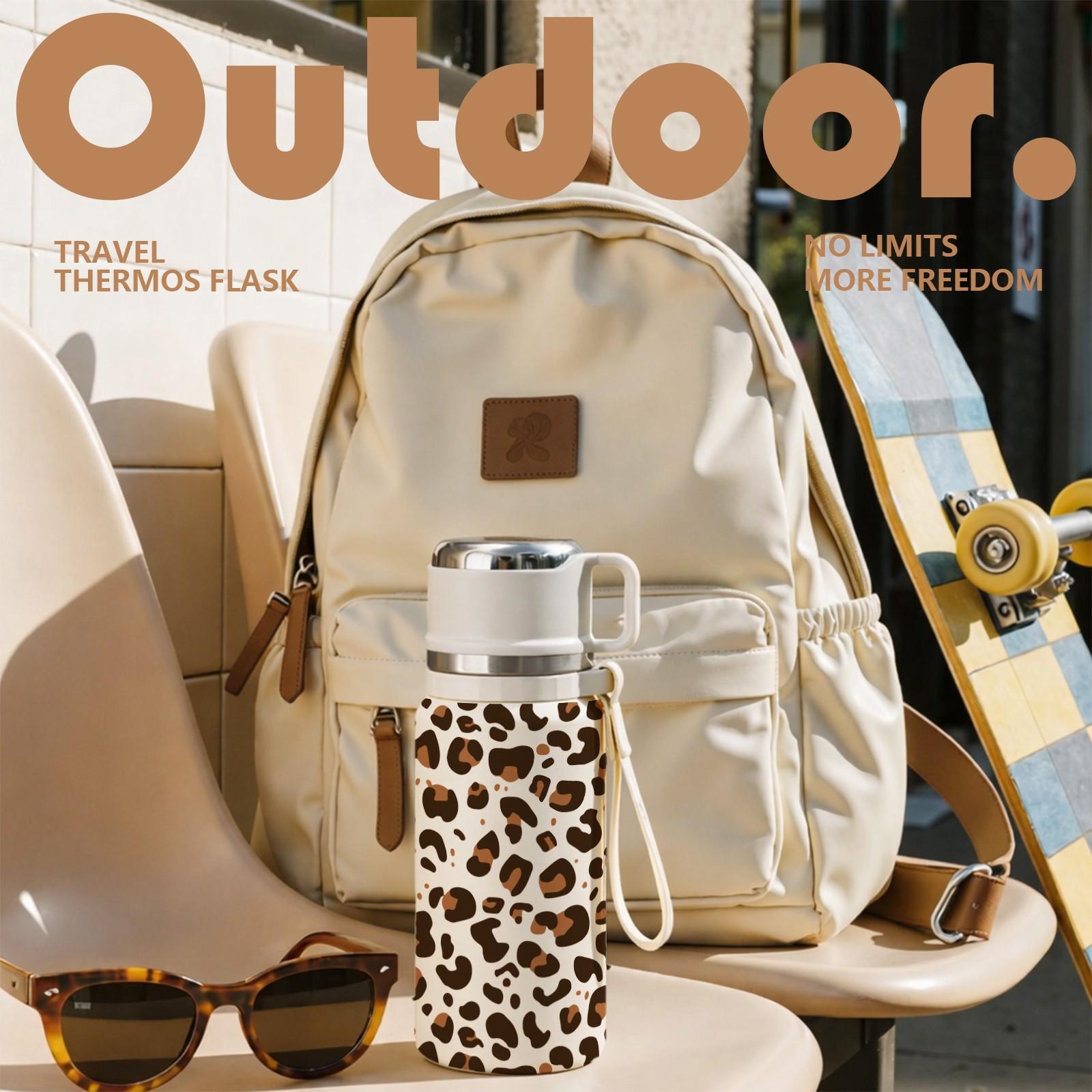 1 Pc Insulated Mug, 600ml Vacuum Cup, Double Wall Thermal Mug, Leak Proof Skinny Tumbler With Handle And Strap, 24 Hours Hot 48 Hours Cold, Portable Travel Mug For Coffee Tea Water, Gift For Women Men Holiday Daily Use