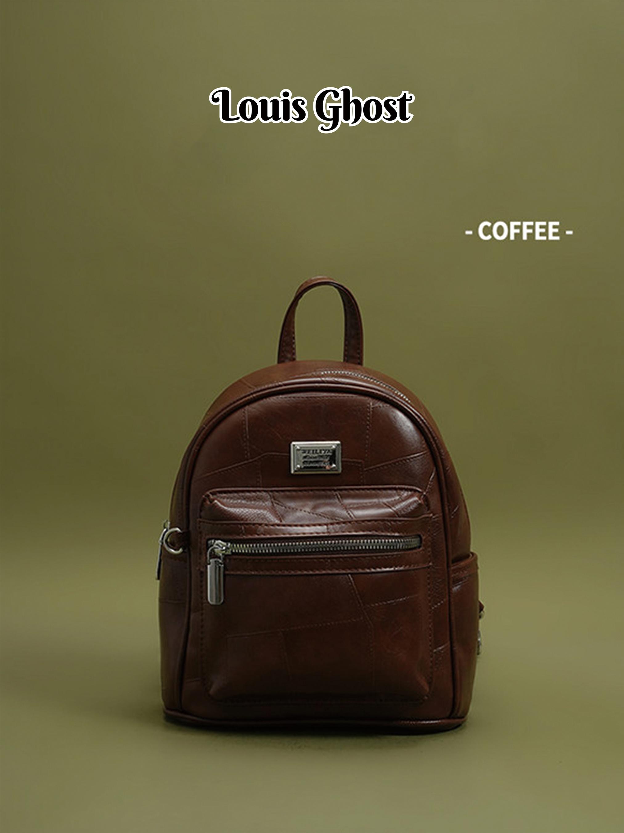 Patchwork leather mini backpack - Women's fashionable casual daily bag; Exquisite and small school schoolbag, with silver hardware and zipper pocket; Versatile soft PU leather backpack, suitable for travel, commuting and daily wear; Douyin best-selling fa