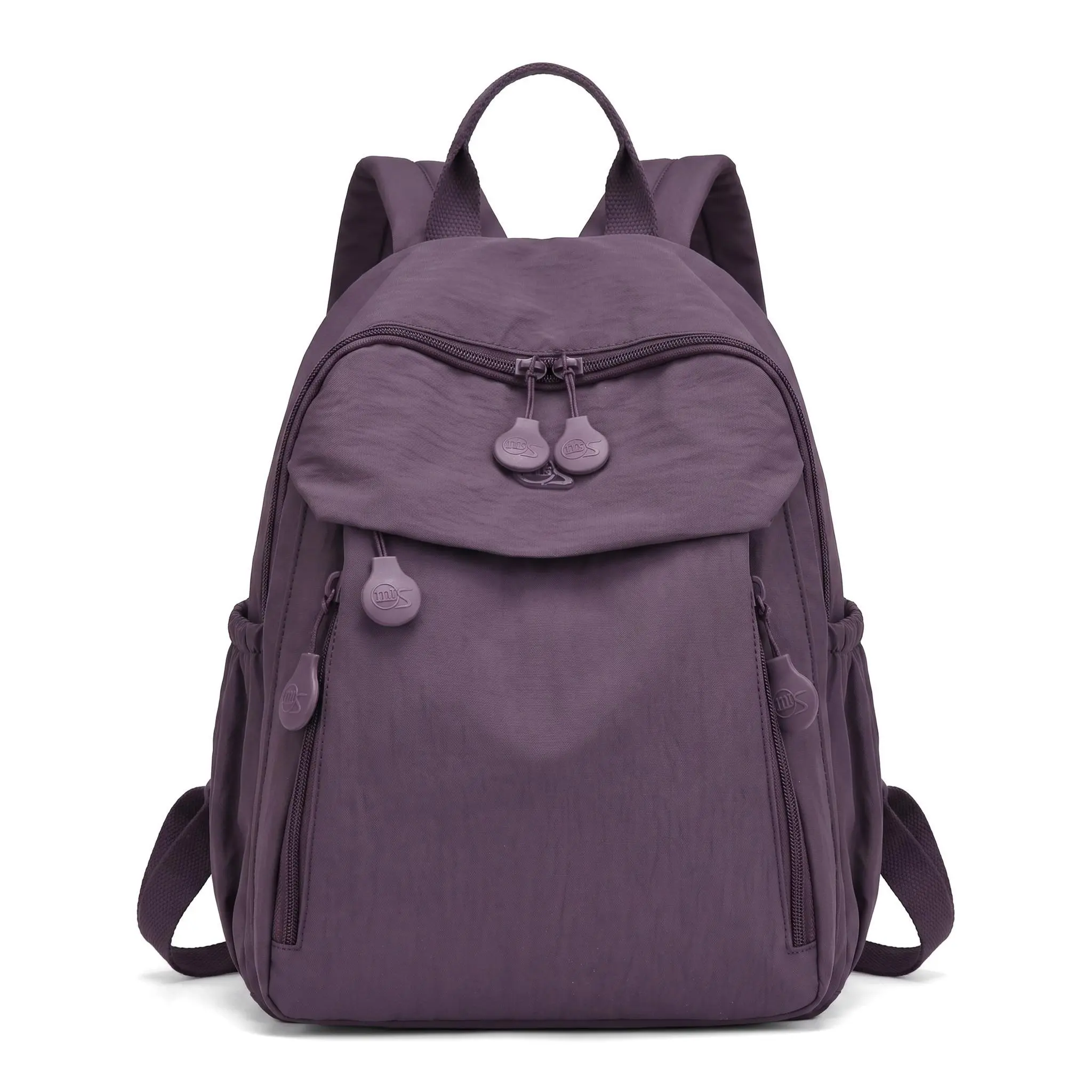Women's Fashion Durable Urban Minimalist Nylon Backpack - Lightweight, Large Capacity, Breathable, Solid Color Stitching, Zip Closure, Built-in Organizer, Cute, External Slip Pocket - for Business, Holiday, Commuting