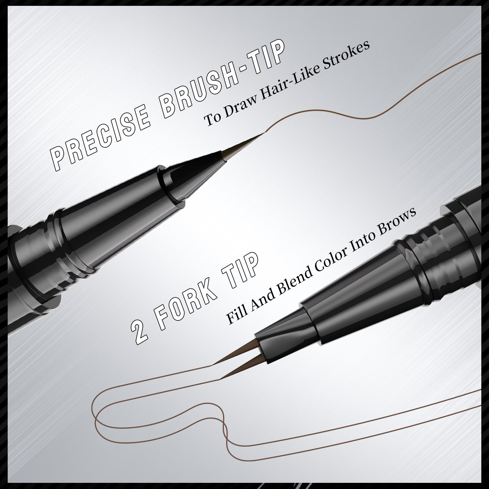 Waterproof Sweat-Proof Smudge-Free Eyebrow Pencil, Liquid Dual-Ended 2-In-1, Long-Lasting Color Lock, Perfect Gift