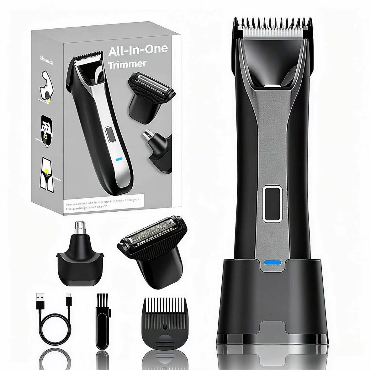 Largner Four-In-One Personal Care Trimmer Multigroomer, Ideal for Beards, Body, Nose, and Hair Grooming, Versatile and Efficient Haircut Tool