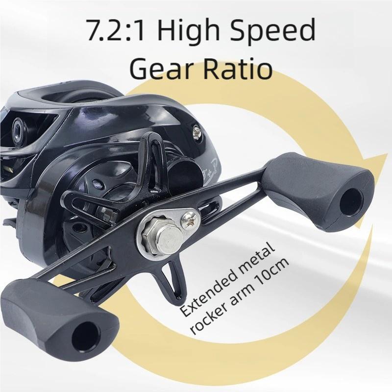 Beginner Water Drop Reel, 7.2:1 High Gear Ratio, 22 Lbs Max Brake Force, Low Profile Design, 12-Level Magnetic Brake System, Metal Line Cup/handle, Ideal for Lure Fishing