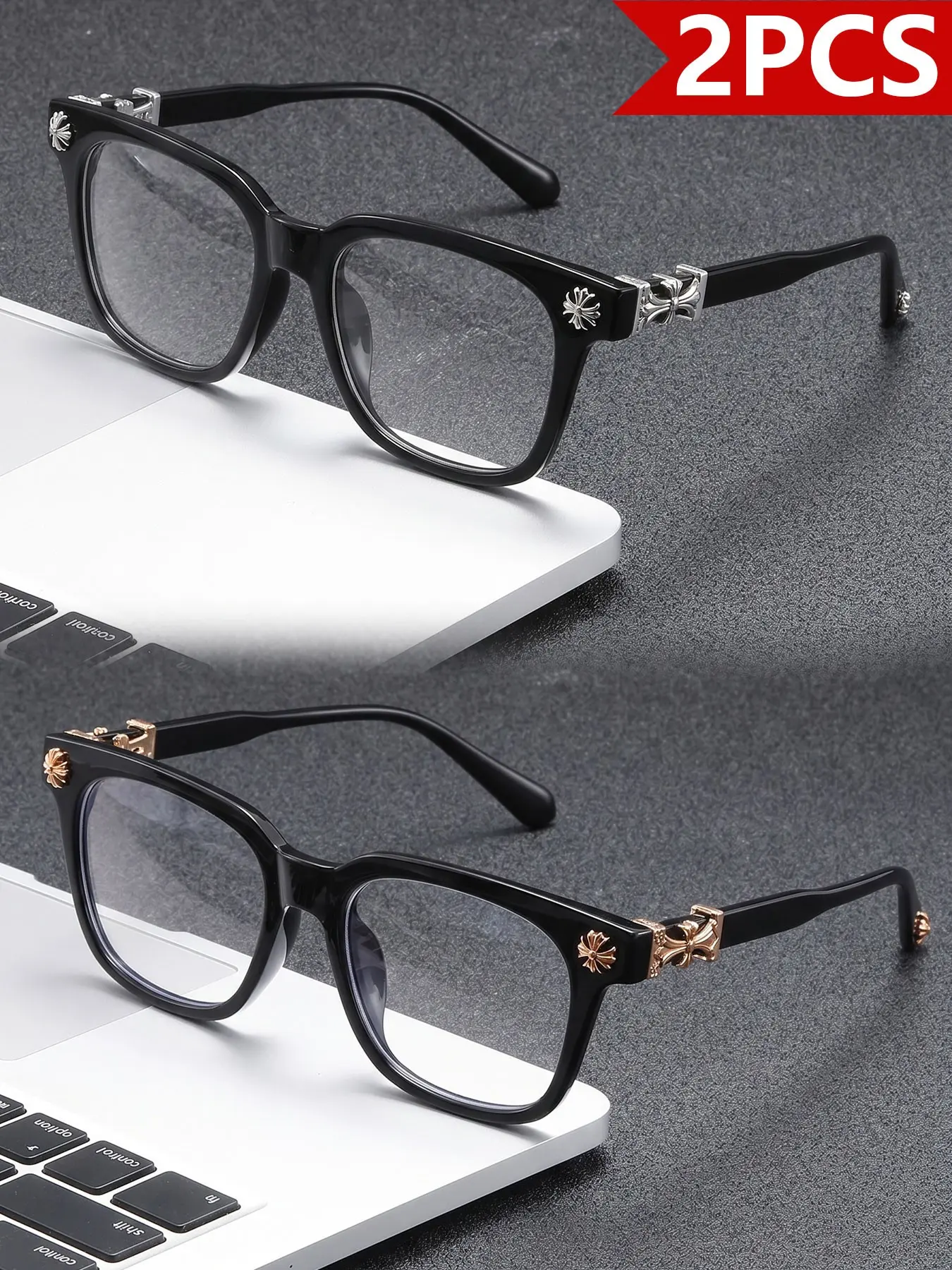 New square glasses, unisex design, fashionable light luxury elegant literary and business eyeglass frames, multiple colors available, the perfect gift for him, very suitable for daily computer wear, decorative photo glasses.