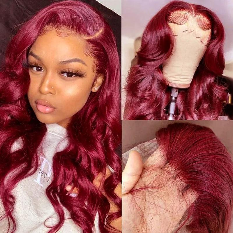 99J Burgundy 13X4 Lace Front Wigs Human Hair Body Wave 13x6 HD Transparent Lace Frontal Wig Pre Plucked With Baby Hair