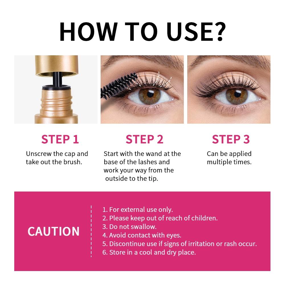 3 Counts Peptide Mascara, Lengthening & Volumizing Waterproof Mascara, Smudge-Proof, Clump-Free, Flake-Resistant Wear, Sweat for All-Day Fluttery Lashes​, Eyelash Makeup