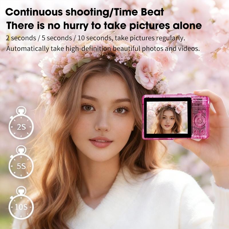 Digital Camera, 16X Zoom, Anti-Shake, Transparent Body with Visible Internal Structure, Beginner Digital Camera for Students and Photography Beginners