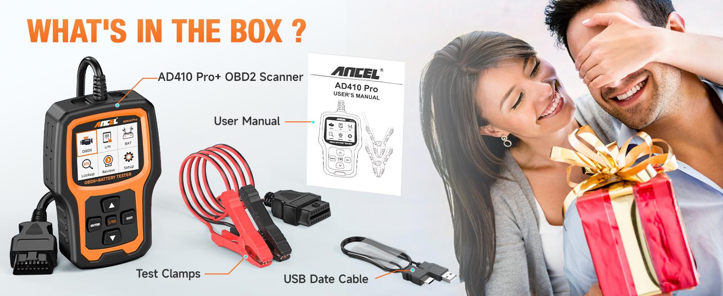 ANCEL AD410 PRO OBD2 Scanner Code Reader 6V 12V Automotive Battery Load Tester