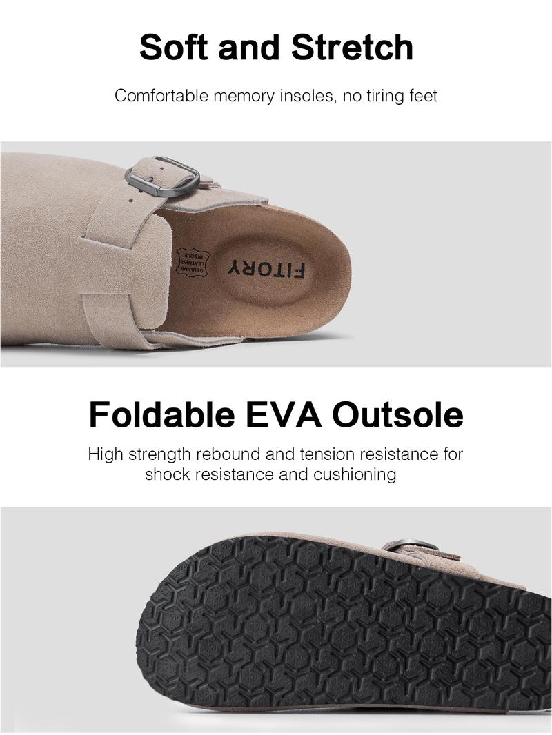 FITORY Breathe I | Men’s Clogs Men’s Potato Shoes Fashion Suede Leather Shoes with Adjustable Straps with Arch Support