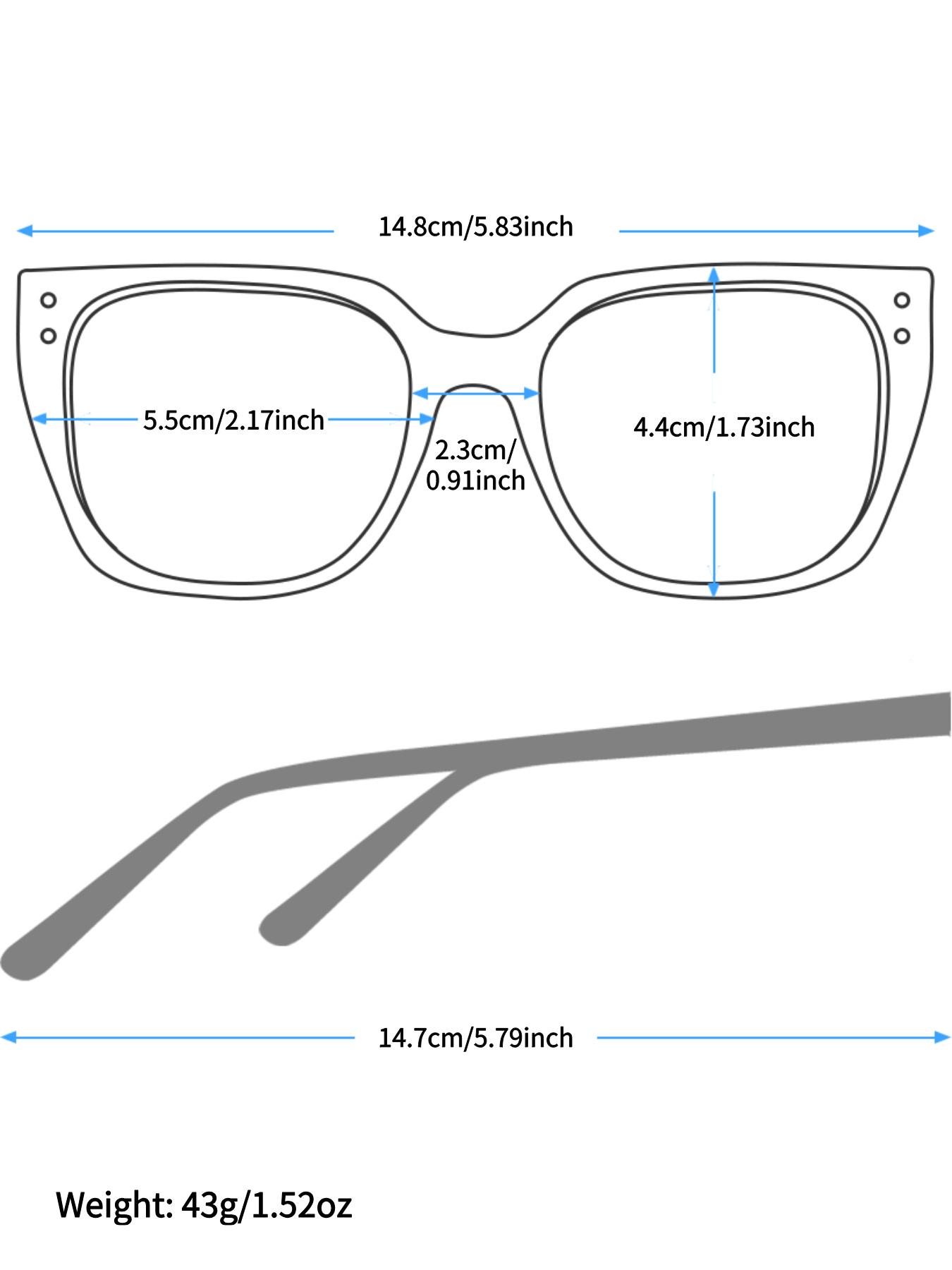 Women's Square Oversized Frame Glasses, Metal Hinge, Anti-Blue Light, Casual Fashion Eyewear for Office & Photography Use, Fashion Eyeglasses