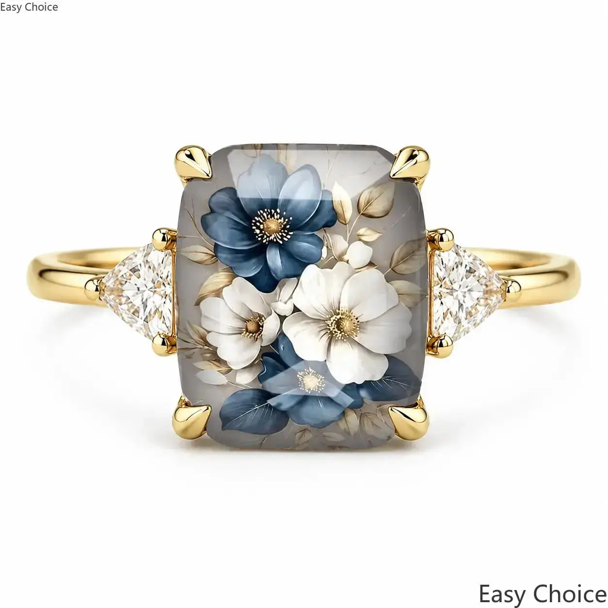 Blue and white flowers(Gold)
