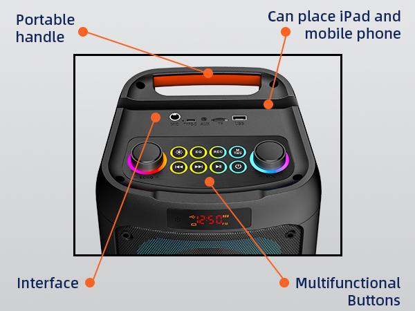 Karaoke Machine for Adults, Portable Bluetooth Speaker with 2 Wireless Microphones, Portable PA System with Disco Lights for Big Party, Outdoor, Ideal Gifts for Family, Music Lover