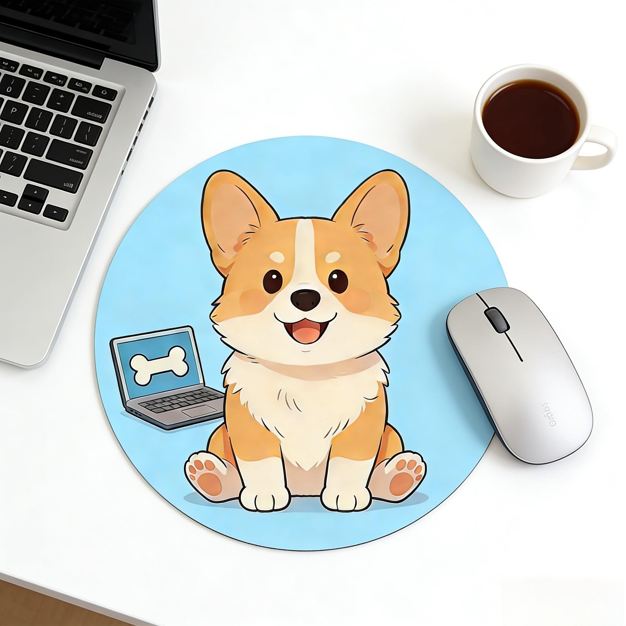Fashionable Cartoon Round Mouse Pad, Anti-Slip Rubber Base, Gaming & Office Use, 7.87 Inch, Ideal Gift for Girls & Women