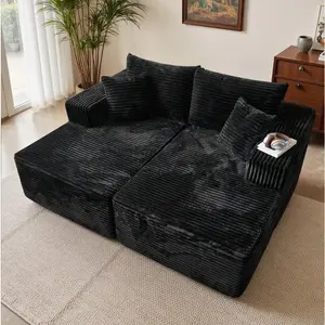 Modern 75" Oversized Double Chaise Lounge Upholstered Boneless Cloud Stupendous Chair Sofa Bed Deep Seat [2 packages Delivery]Foam Couch for Living Room Bedroom No Assembly Required