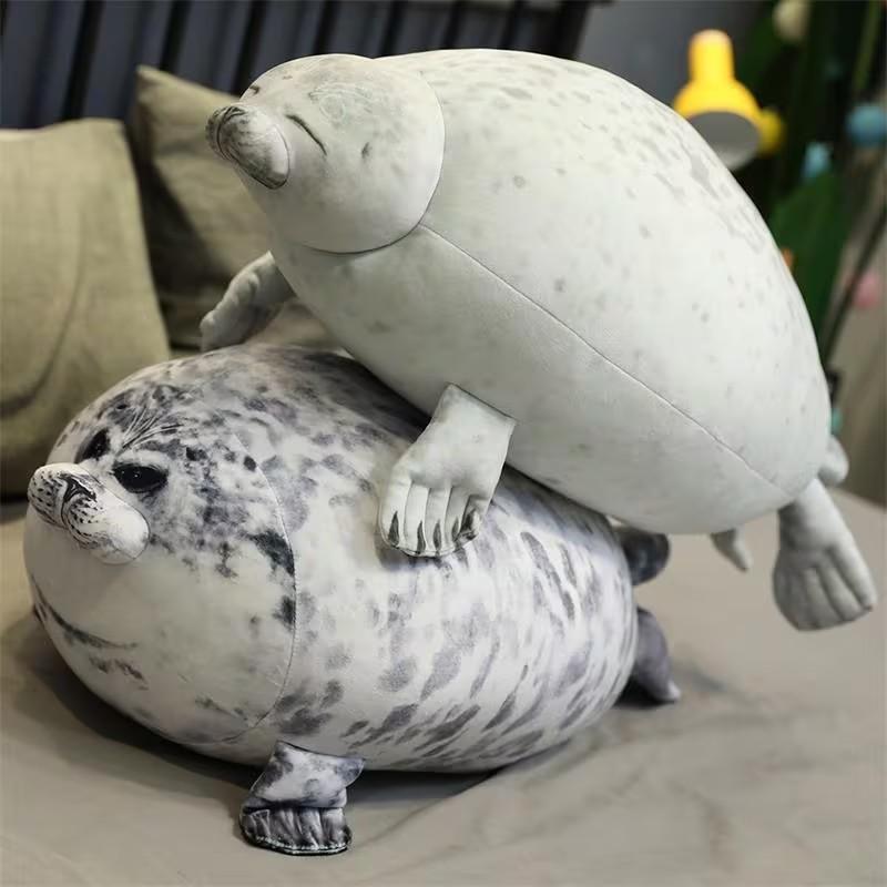 Cute Seal Plush Toy, Soft Plush Seal Ocean Theme Party Gift, Lazy Pose Stuffed Animal with Smooth Fins, Ideal for Baby Room Hugging/soothing Sensory Play