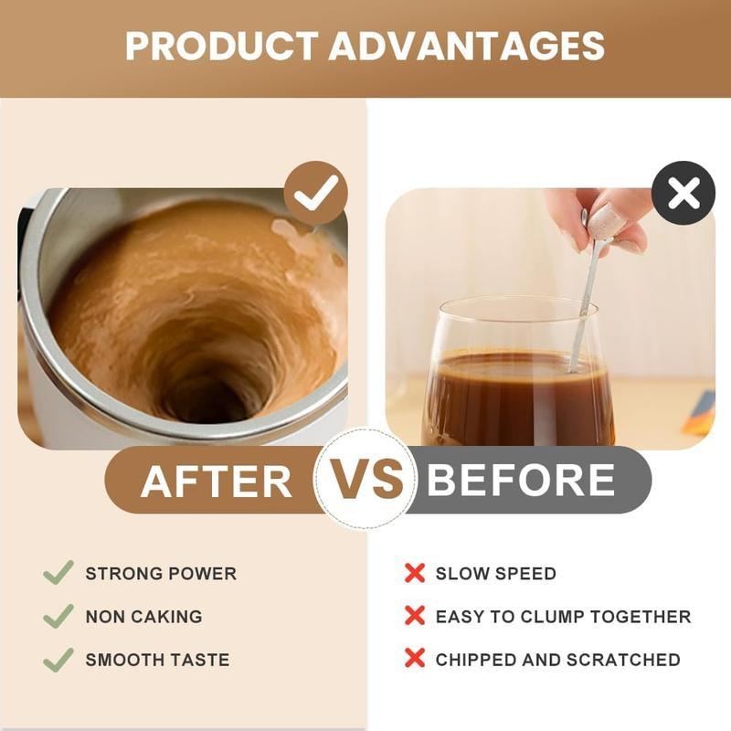 Electric Self-Stirring Coffee Mug – Rechargeable Magnetic Stirring Cup with LCD Thermometer, Auto Mixing for Milk/Cocoa/Protein Shakes, 304 Stainless Steel Double-Wall Insulated, Leak-Proof Travel Mug for Office Kitchen, Smart Gift for Coffee Lovers
