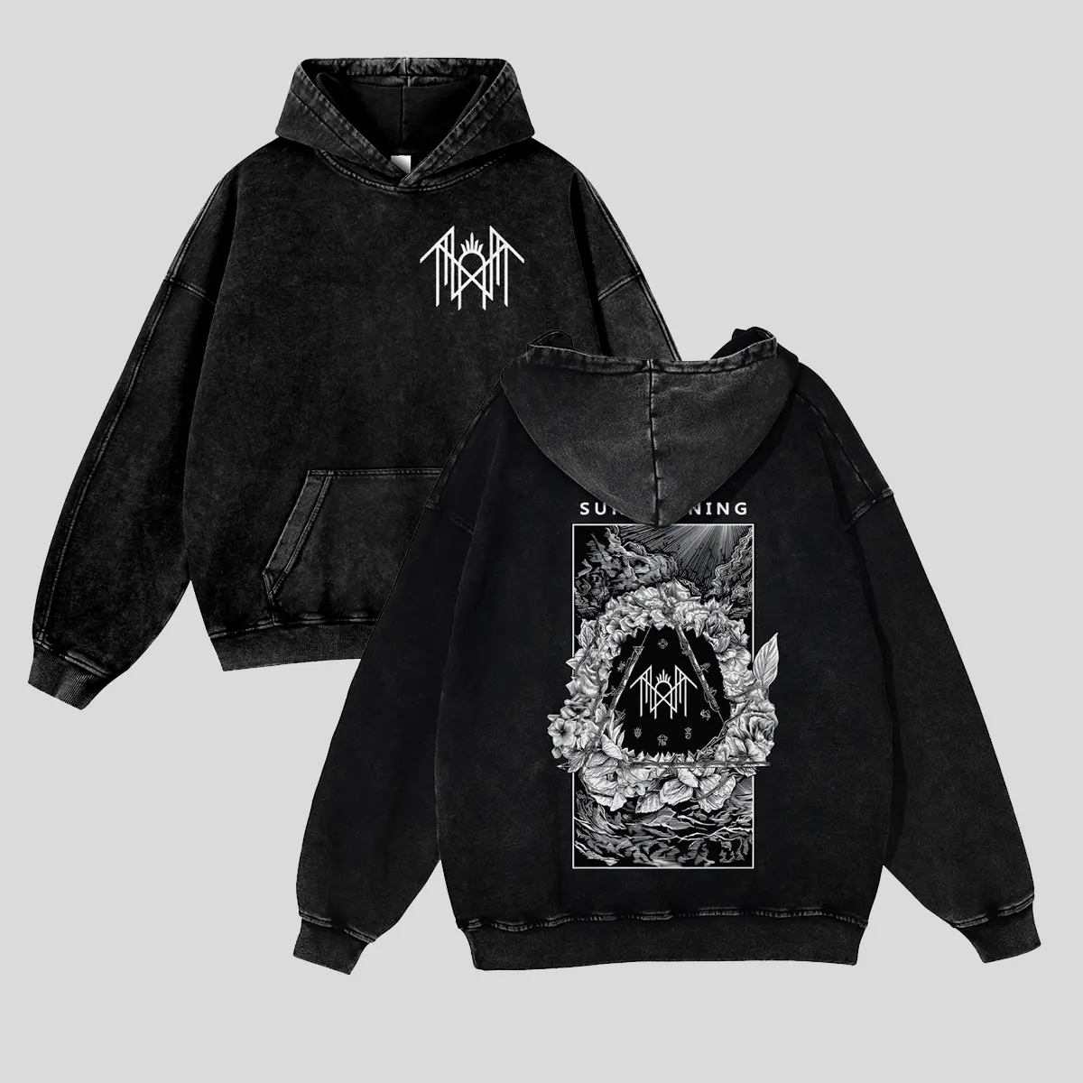 Unisex Sleep Token SUNDOWNING Thorn Mountain Water Light Beam Graphic Washed hoodie Personalized Pattern Y2k Clothing Round Neck Washed hoodie,Women's Clothing 100% Cotton, Menswear, Top, Vintage Style,Summer Casual Oversized