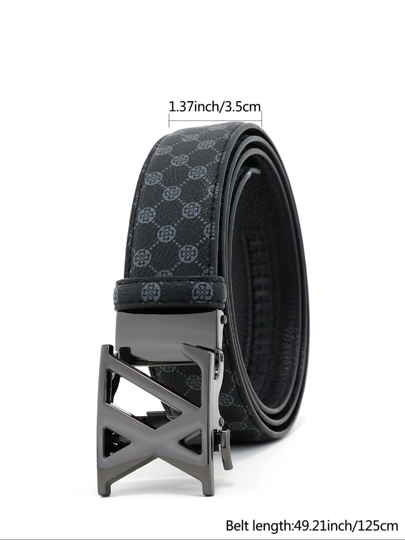 Men's Alloy Automatic Buckle Belt, Casual Fashion Print Waistband, High-End Lightweight Design, Versatile Pants Strap, All Seasons, Stylish Belts