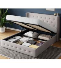 HOOMIC Lift-Up Storage Bed Frame【Frame Only No Mattress】- Modern Wingback Headboard with Hydraulic System & Upholstered Platform,Wood Slat Support,Light Beige/Grey/Yellow/Black/White,No Box Spring Needed,Full/Queen/King