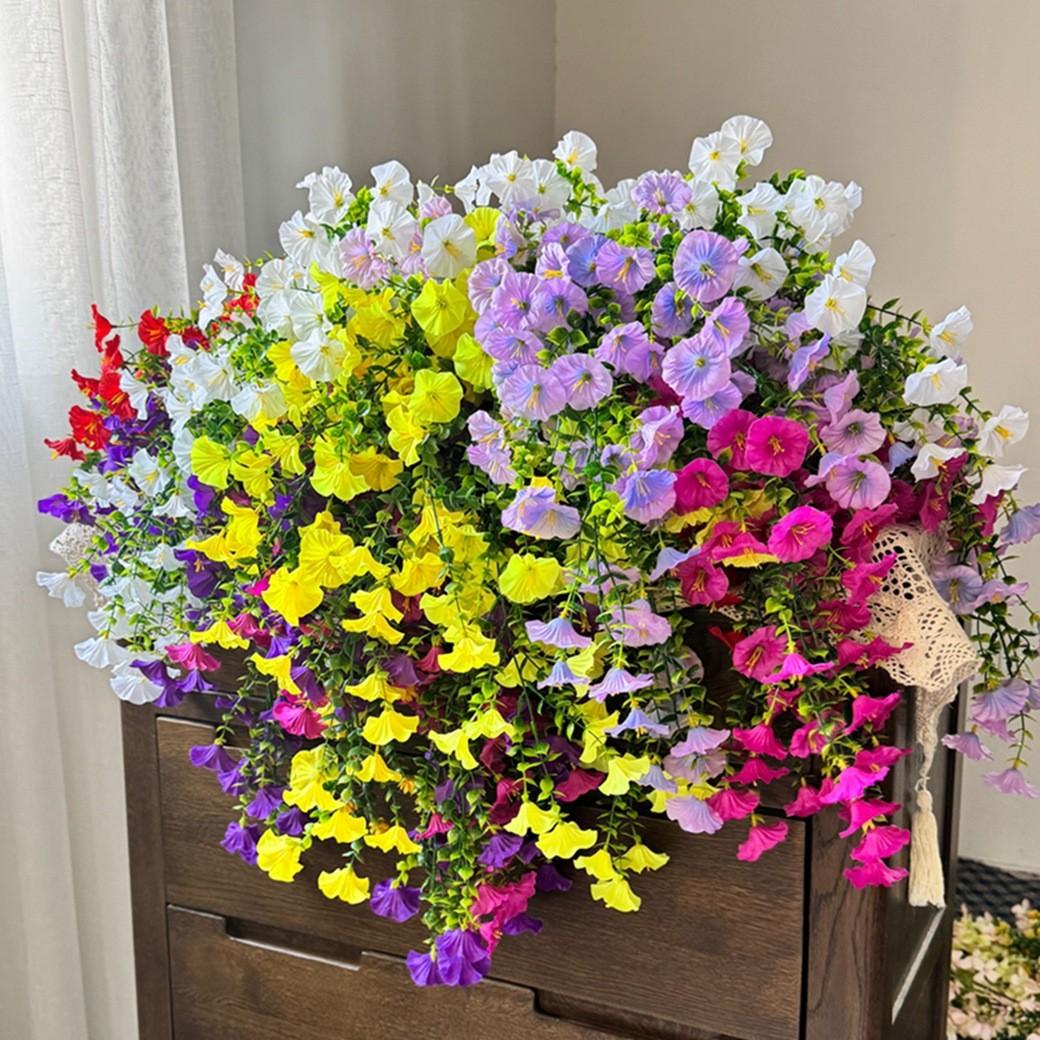 High-Quality Hanging Ivy Trumpet Flower Bouquet, Outdoor Garden Decoration, Realistic Fake Flowers, Factory Direct Sale