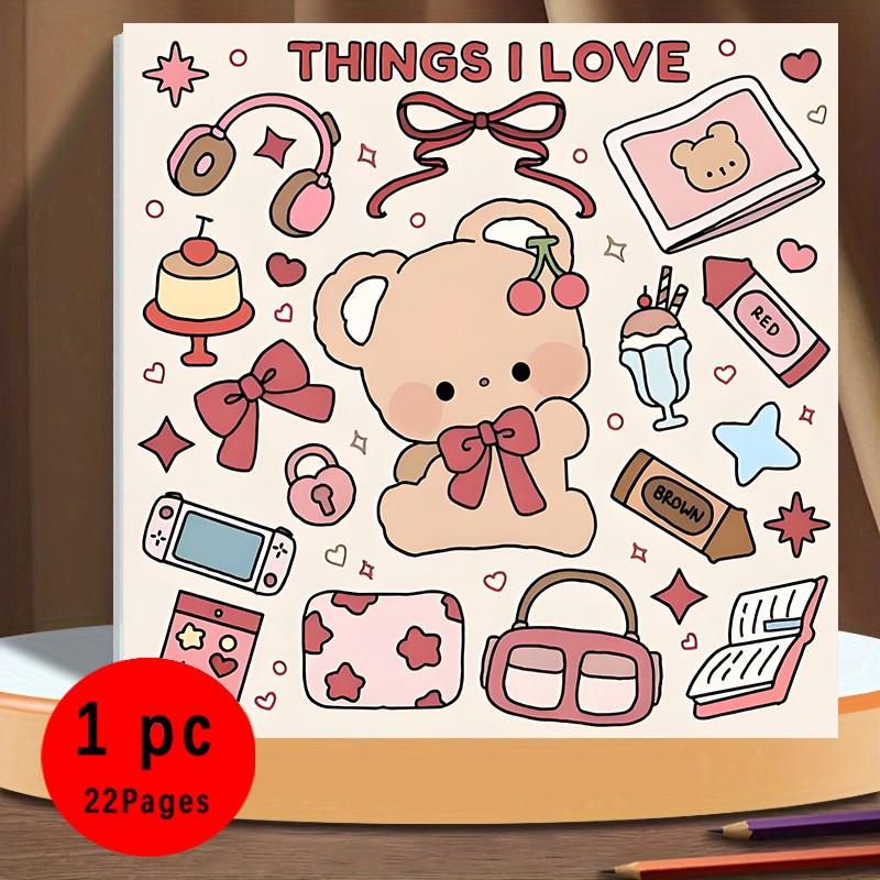 Things I Love Cute Kawaii Coloring Book for Kids & Adults - 22 Easy Aesthetic Cozy Life Coloring Pages, 120gsm Thick No Bleed Paper, Non-Toxic Odorless, Glue Binding, Perfect for Stress Relief