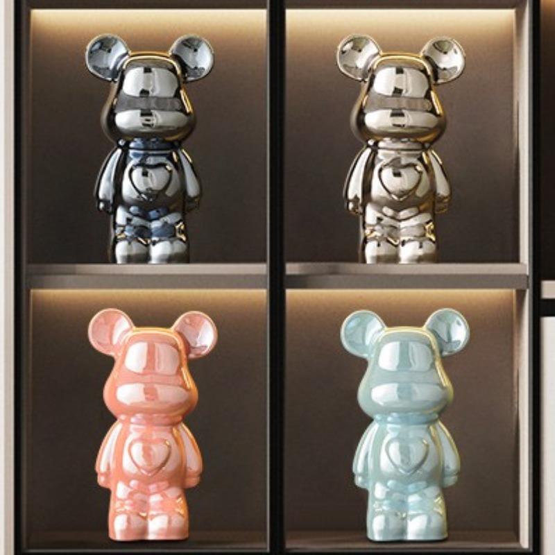 Sweetheart Bear Ceramic Decoration Figurine, Adorable Teddy Bear Ornament Cute Animal Design for Home Decor Accessory, Home Decor Ornaments, Unique Gift Idea for Friends and Family