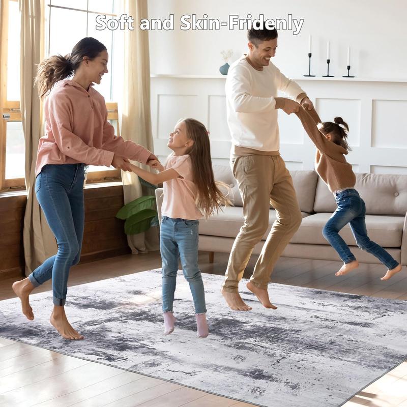 Grey Abstract Modern Machine Washable Area Rug For Living Room, Non Slip Low Pile Large Rug For Bedroom, Farmhouse, Dining Room, 5x8, 7x10, 9x11 Feet Grey Abstract Modern Machine Washable Area Rug For Living Room, Non Slip Low Pile Large Rug For Bedroom, Farmhouse, Dining Room, 5x8, 7x10, 9x11 Feet