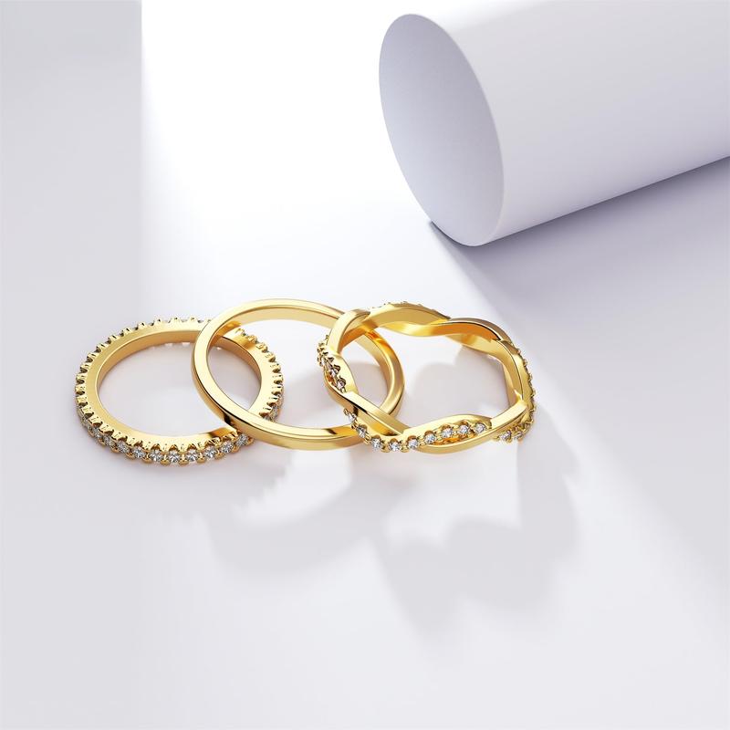 Tewiky Stackable Rings For Women Non Tarnish Dainty Real Rings Set Thumb Fashion Thin Ring Pack Simple Unique Statement Rings Jewlery Women 5/6/7/8/9/10 Fashion For Mother's Day Gift