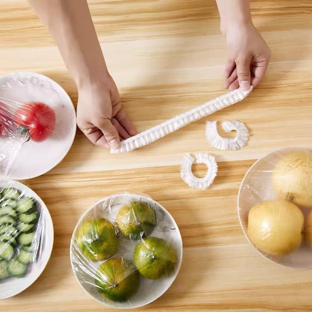 99/350/500 Disposable Food-Grade Cling Wrap and Multi-Function Food Cover Sets, Elastic and Durable Covers for Leftover Storage, Refrigerator and Table Dustproof, Large Capacity, Easy-To-Use No-Tear Film for Home Kitchen