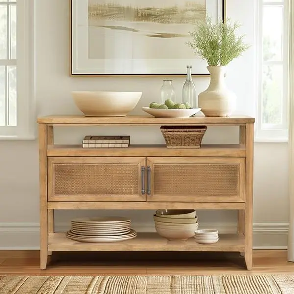 ARCH 2 Door Storage Console Table with Cabinet for Living Room, Entryway, Hallway, Modern Wood Sofa Table, Slim Sideboard Buffet Table, Accent Furniture with Shelves, Entry Table for Home Office, 1 Pack, Living Room Table for Sofa Side, Bedroom