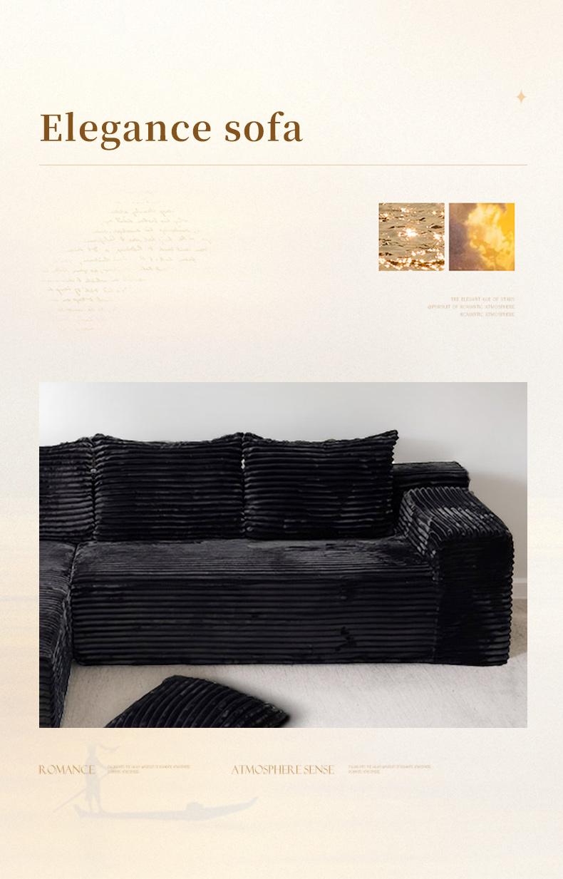 【2 Packages Shipping】105.9" L-Shaped Boneless Sectional Cloud Couch Corduroy Velvet Modular with Chaise No Assembly Required Sofa Living room furniture