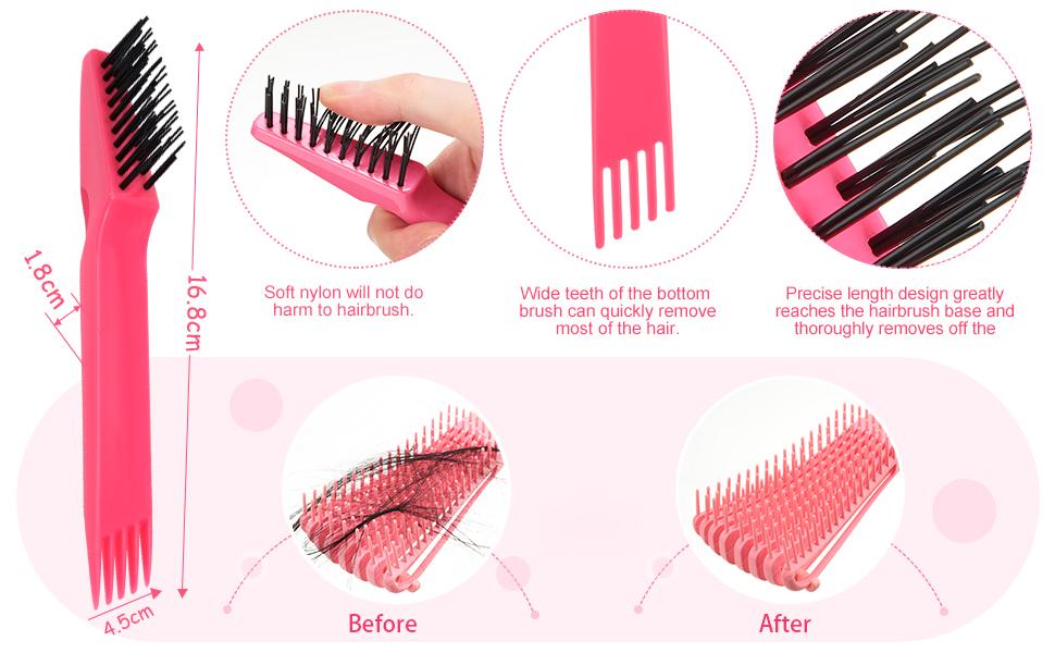 Pink double-headed comb cleaner |   The double-headed cleaner removes accumulated hair debris, provides salon-level cleaning for home use, features an easy-to-grip handle, and quickly cleans combs: Beauty and personal care