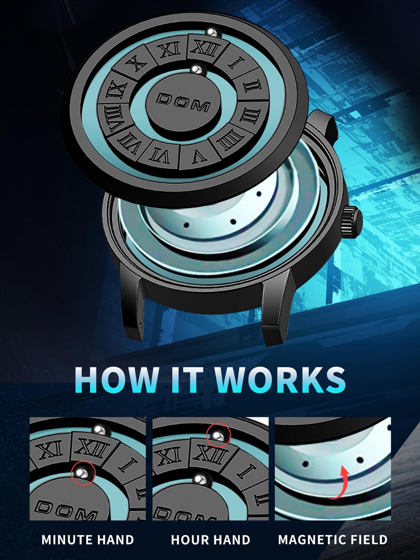 Men's Punk Style Magnetic Stainless Steel Strap Casual Water Resistant Round Dial Quartz Watch, Stainless Steel Wristwatch, Casual Trendy Analog Watch, Fashionable Watch for Daily & Party As Gift