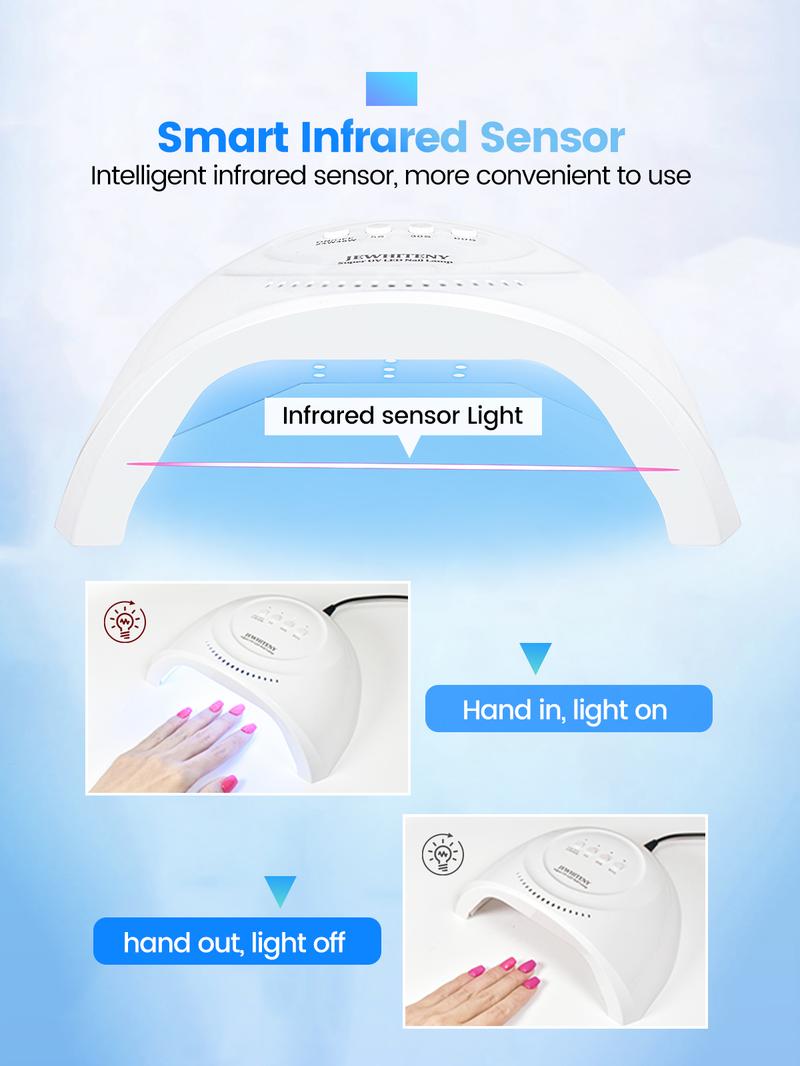 Jewhiteny UV LED Nail Lamp for Gel Nail Polish - Home Manicure Making Tools with Auto Sensor & 4 Timers, Ideal for Salons and Cutics Jewhiteny UV LED Nail Lamp for Gel Nail Polish - Home Manicure Making Tools with Auto Sensor & 4 Timers, Ideal for Salons and Cutics