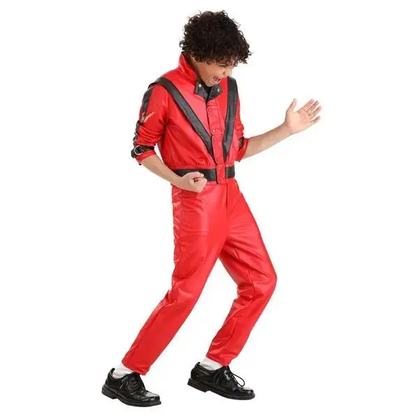 Boy's Thriller Theme Red Leather Dance Costume - Polyester Blend, Snug Fit, All Seasons for Halloween Celebrations