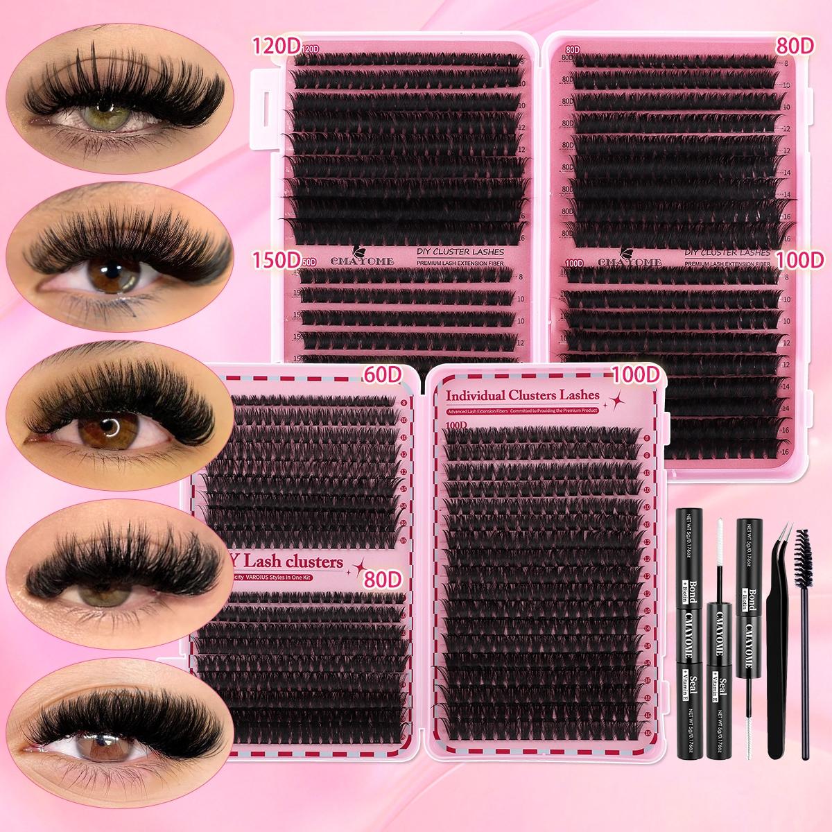 Slender and Soft False Eyelashes, DIY Volume Eyelashes, Multi-Functional Eyelash Book 60D–150D with Mixed Natural Thick Eyelash Clusters Extensions (8mm–16mm), D Curl Lashes for Daily Makeup, Charming Eyes, Beginner-Friendly Reusable #GLOBAL PICKS