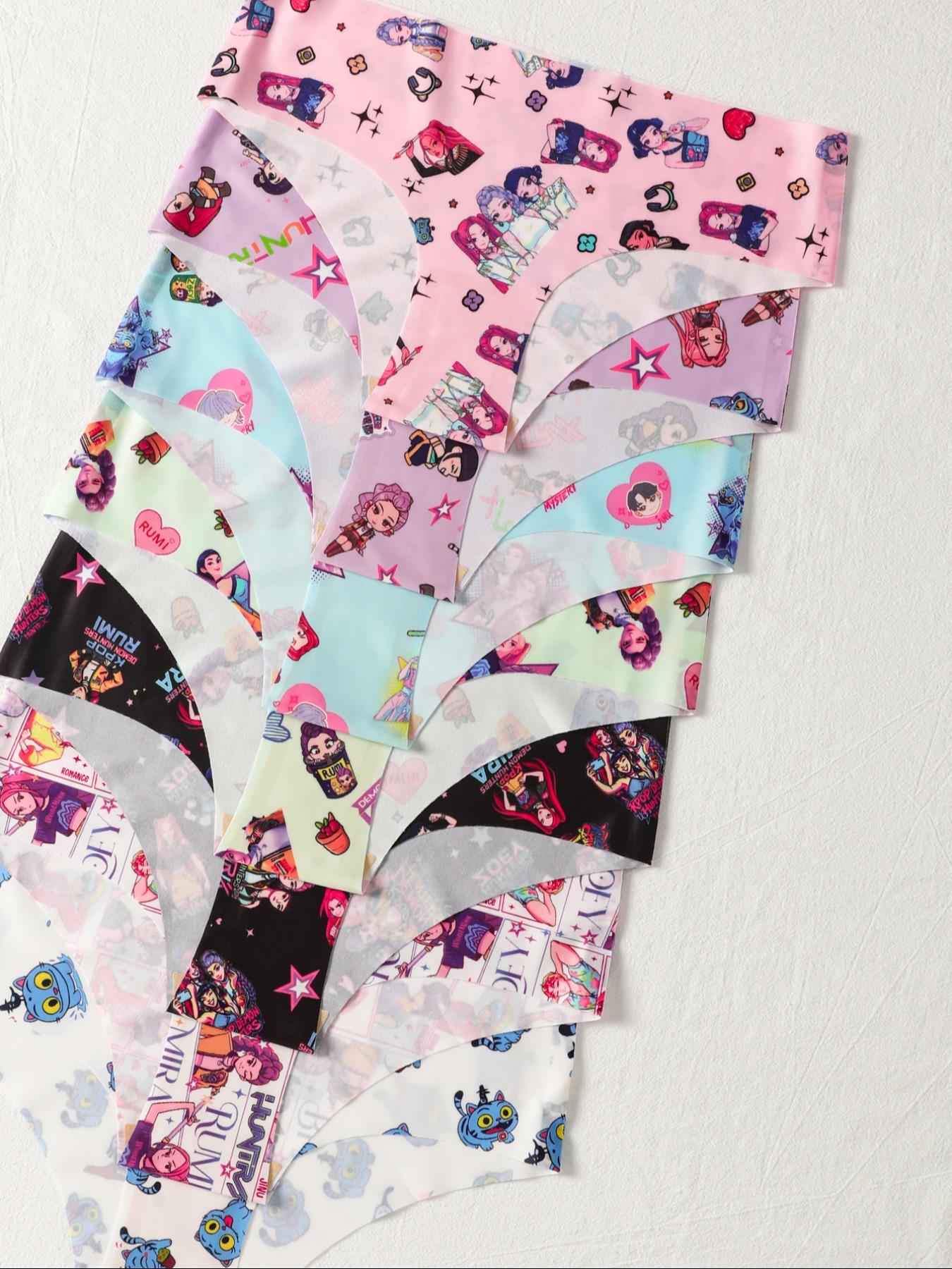 K-Pop Demon Hunter Halloween Cute & Simple Morandi Solid Color Seamless Ice Silk Triangle Underwear, Low-Waist Elastic Thin Women's Panties