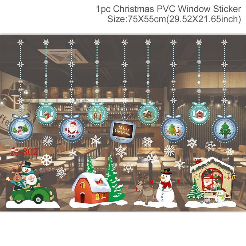 Christmas Window Sticker Merry Christmas Decorations For Home 2024 Cristmas Ornament Xmas Navidad Natal Gifts New Year 2025